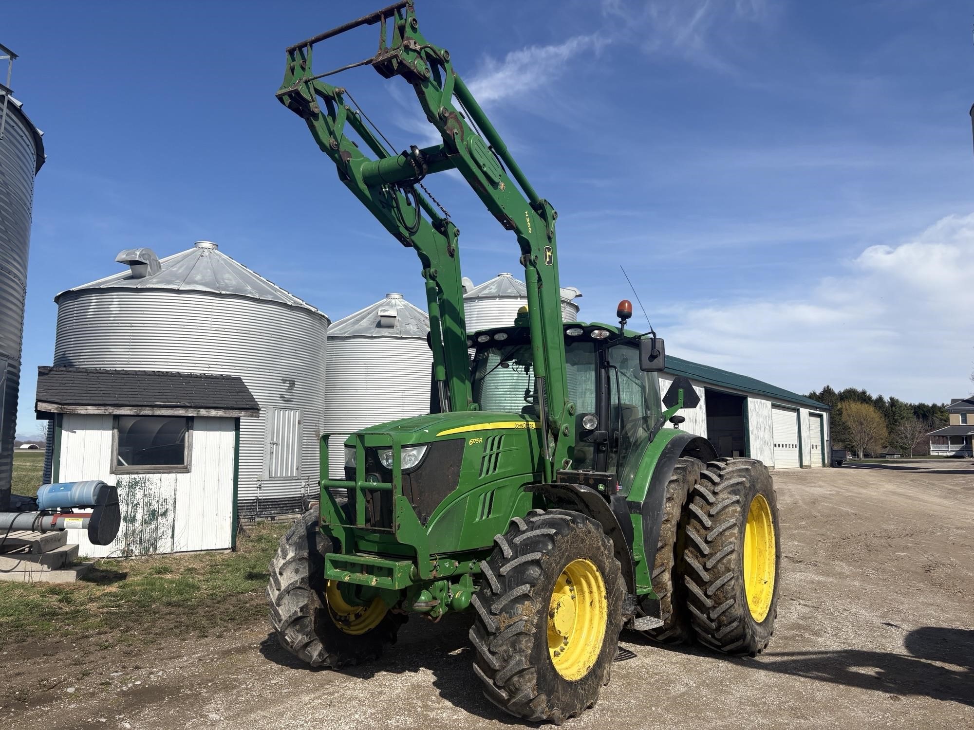 used 2015 JOHN DEERE 6175R 175 hp to 299 hp with 175 HP and 6660 hours for sale at HJV Equipment Exeter, ON — exterior front